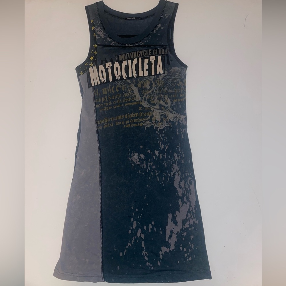 Salvage.  
Salvage Motocicleta Motorcycle Womens Tank Top in Graphite